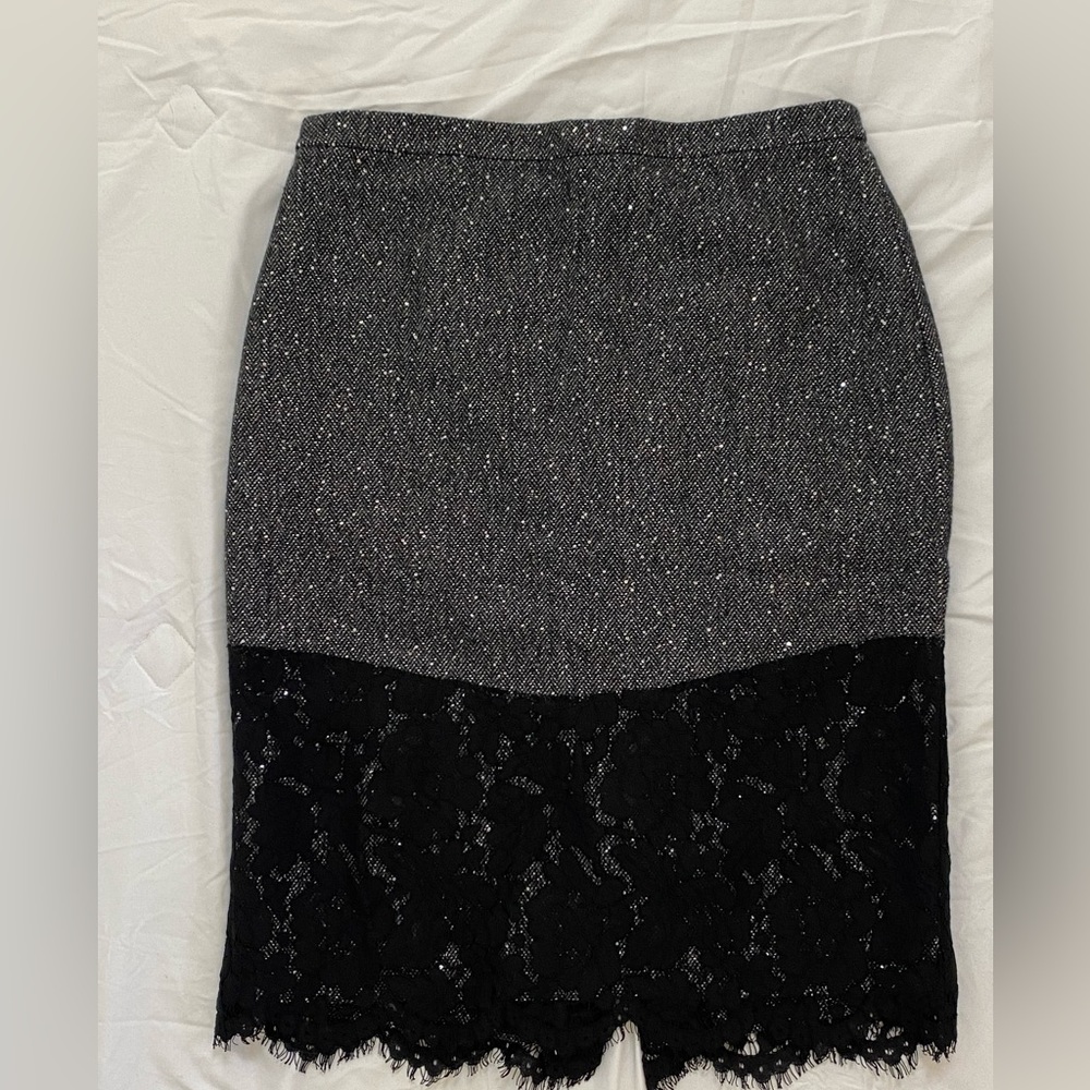 J Crew Sparkles and Lace Pencil Skirt